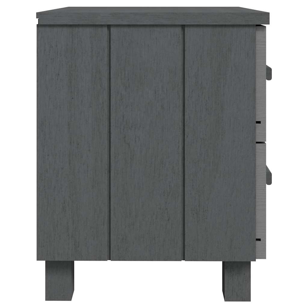 Κομοδίνο HAMAR 2 Τεμ. Σκ. Γκρι 40x35x44,5εκ. Μασίφ Ξύλο Πεύκου - Pakobazaar