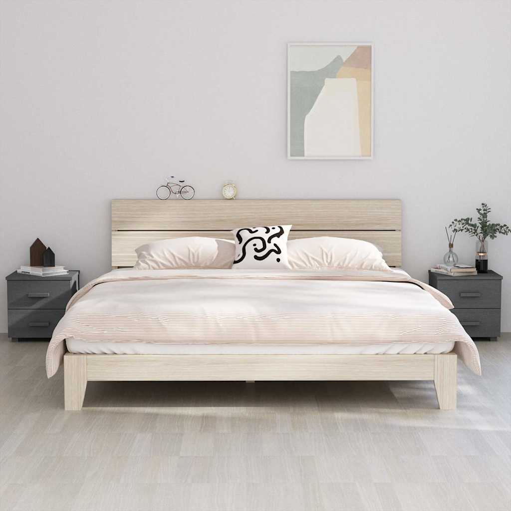 Κομοδίνο HAMAR 2 Τεμ. Σκ. Γκρι 40x35x44,5εκ. Μασίφ Ξύλο Πεύκου - Pakobazaar