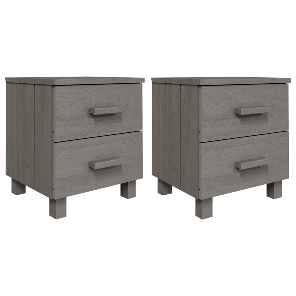Κομοδίνο HAMAR 2 Τεμ. Αν. Γκρι 40x35x44,5εκ. Μασίφ Ξύλο Πεύκου