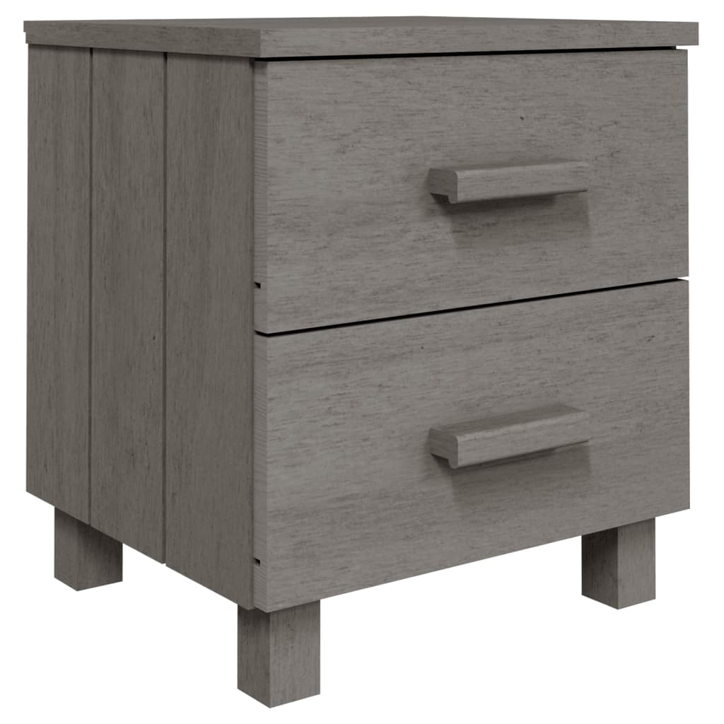 Κομοδίνο HAMAR 2 Τεμ. Αν. Γκρι 40x35x44,5εκ. Μασίφ Ξύλο Πεύκου