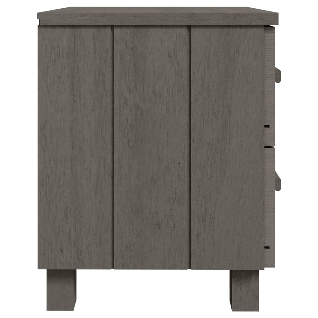 Κομοδίνο HAMAR 2 Τεμ. Αν. Γκρι 40x35x44,5εκ. Μασίφ Ξύλο Πεύκου