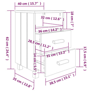 Κομοδίνο HAMAR Λευκό 40x35x62 εκ. από Μασίφ Ξύλο Πεύκου