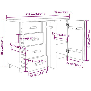 Ντουλάπι HAMAR Λευκό 113 x 40 x 80 εκ. από Μασίφ Ξύλο Πεύκου