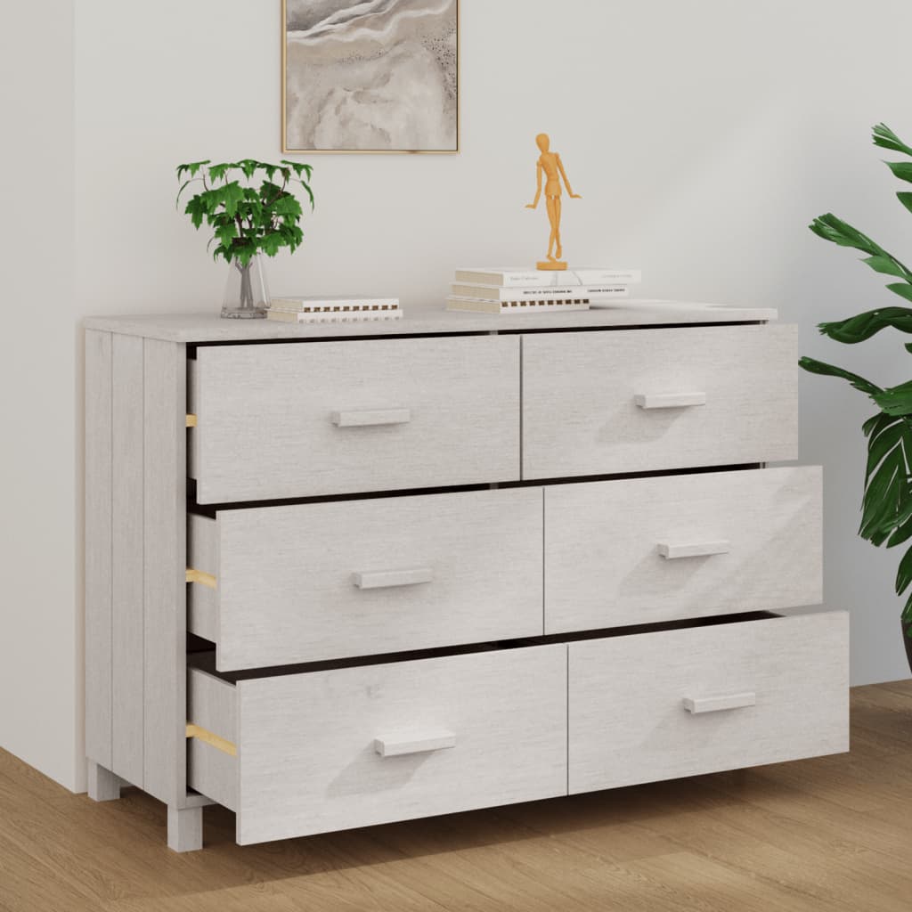 Συρταριέρα HAMAR Λευκό 113 x 40 x 80 εκ. από Μασίφ Ξύλο Πεύκου