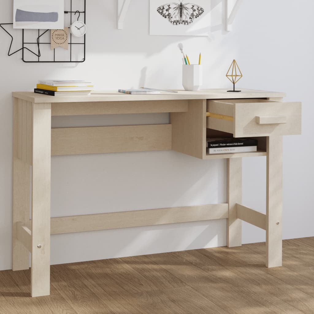 Γραφείο HAMAR Καφέ Μελί 110 x 40 x 75 εκ. Μασίφ Ξύλο Πεύκου