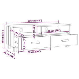 Έπιπλο Τηλεόρασης HAMAR Λευκό 106x40x80 εκ. Μασίφ Ξύλο Πεύκου