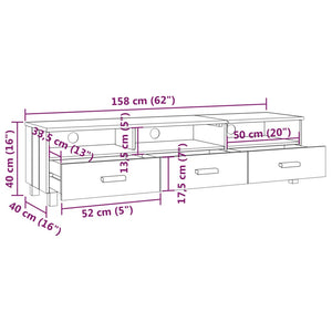Έπιπλο Τηλεόρασης HAMAR Λευκό 158x40x40 εκ. Μασίφ Ξύλο Πεύκου