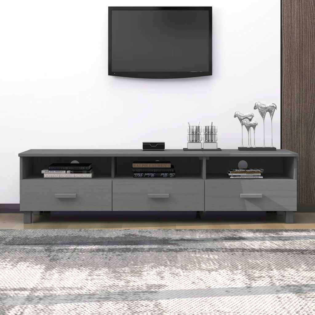 Έπιπλο Τηλεόρασης HAMAR Σκ. Γκρι 158x40x40εκ. Μασίφ Ξύλο Πεύκου