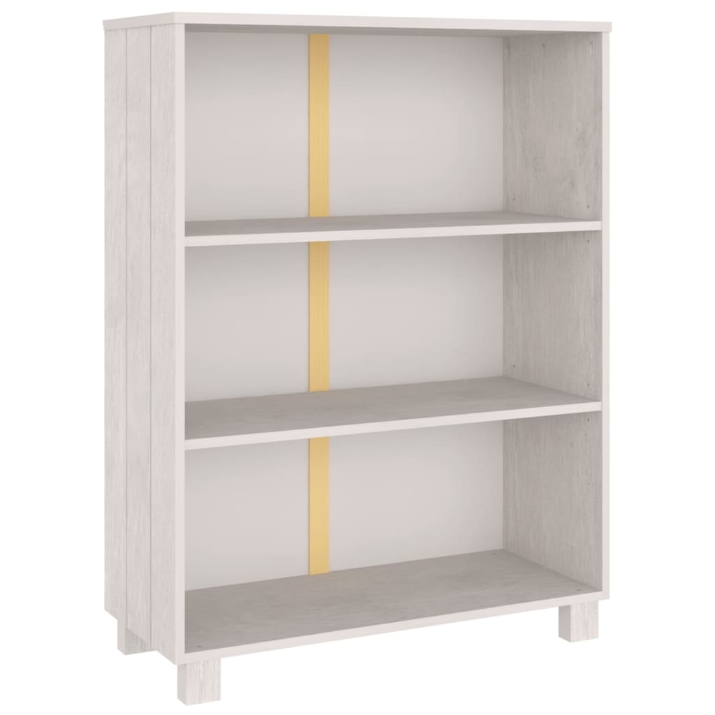 Βιβλιοθήκη HAMAR Λευκή 85 x 35 x 112 εκ. από Μασίφ Ξύλο Πεύκου