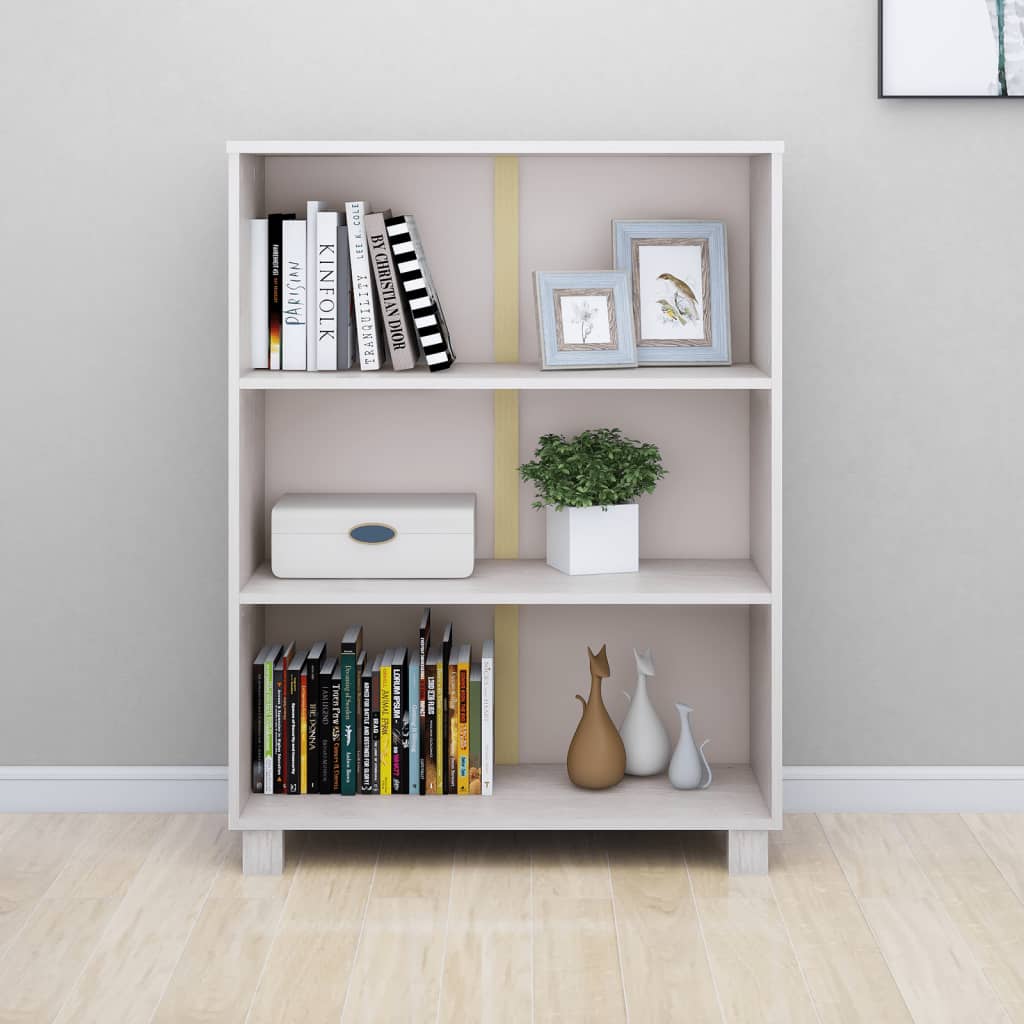 Βιβλιοθήκη HAMAR Λευκή 85 x 35 x 112 εκ. από Μασίφ Ξύλο Πεύκου