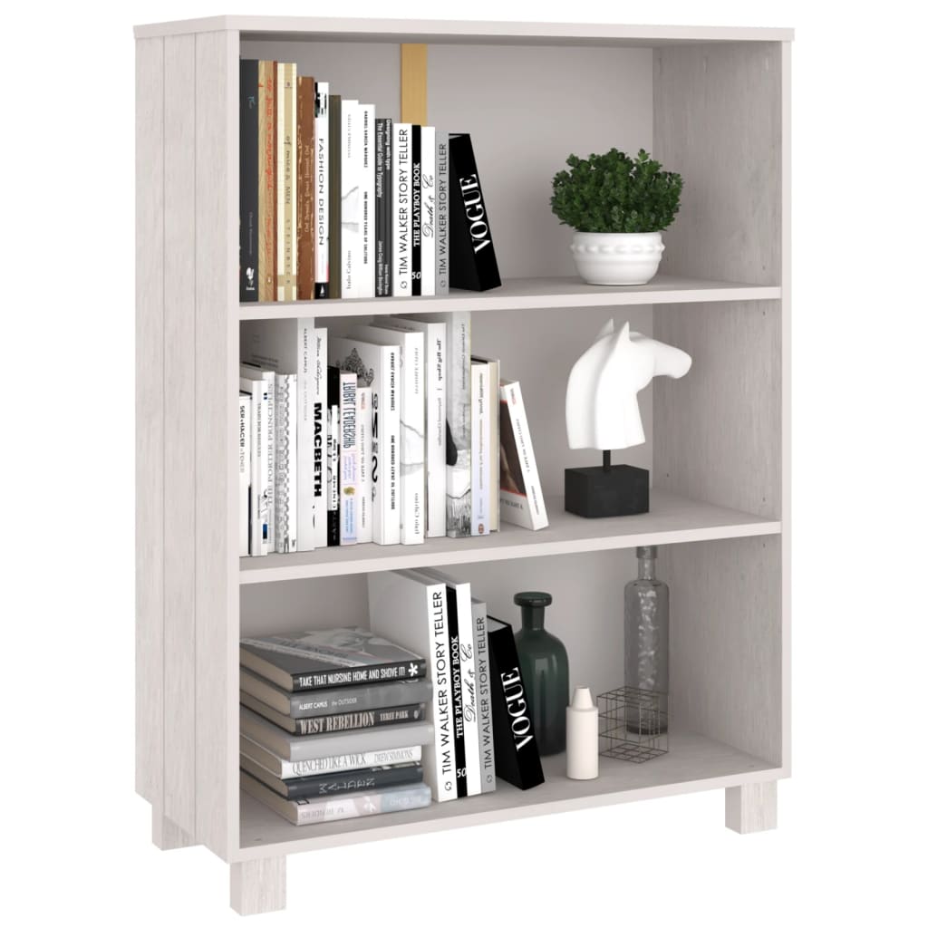 Βιβλιοθήκη HAMAR Λευκή 85 x 35 x 112 εκ. από Μασίφ Ξύλο Πεύκου