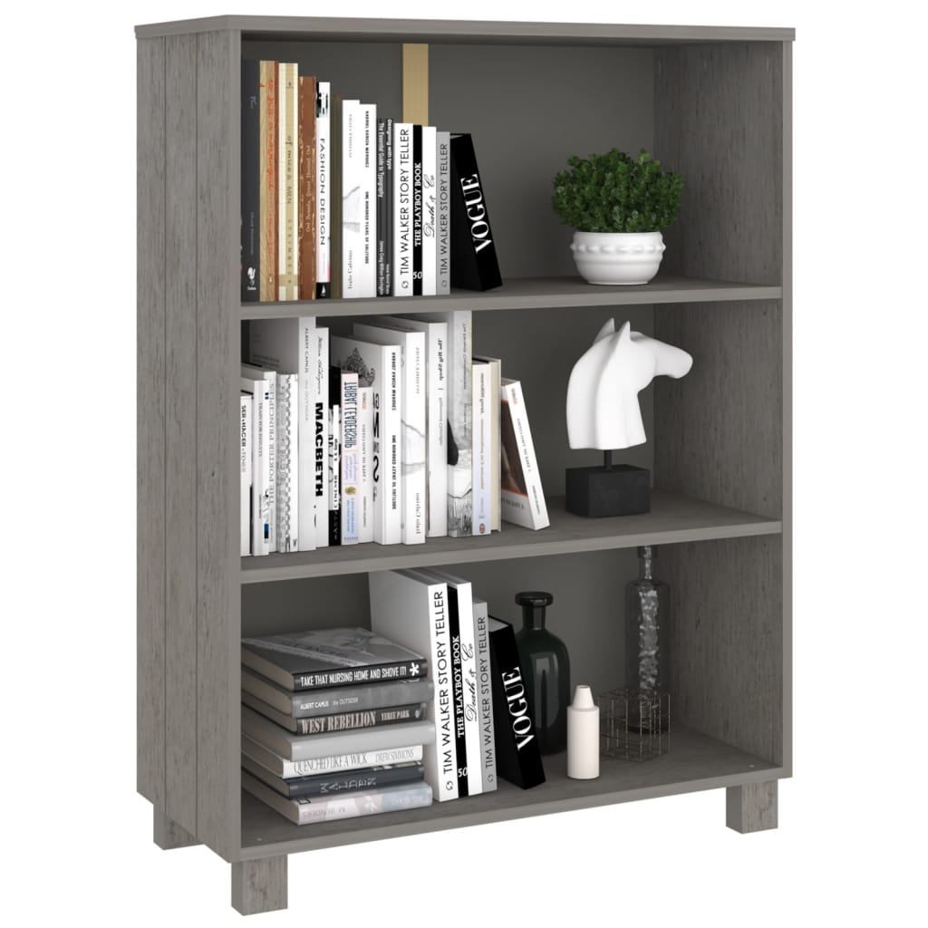 Βιβλιοθήκη HAMAR Αν. Γκρι 85 x 35 x 112 εκ. Μασίφ Ξύλο Πεύκου