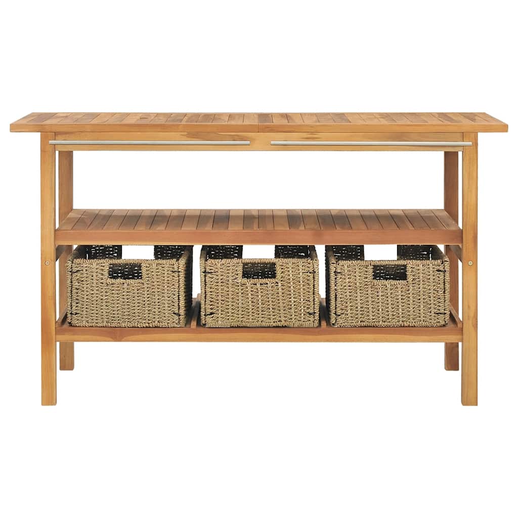 Έπιπλο Μπάνιου με Κρεμ Μαρμάρινους Νιπτήρες από Ξύλο Teak - PAKOBAZAAR