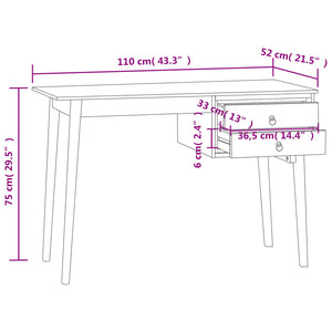 Γραφείο με 2 Συρτάρια 110 x 52 x 75 εκ. από Μασίφ Ξύλο Teak