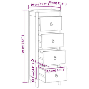 Συρταριέρα 30 x 30 x 90 εκ. από Μασίφ Ξύλο Teak - Pakobazaar