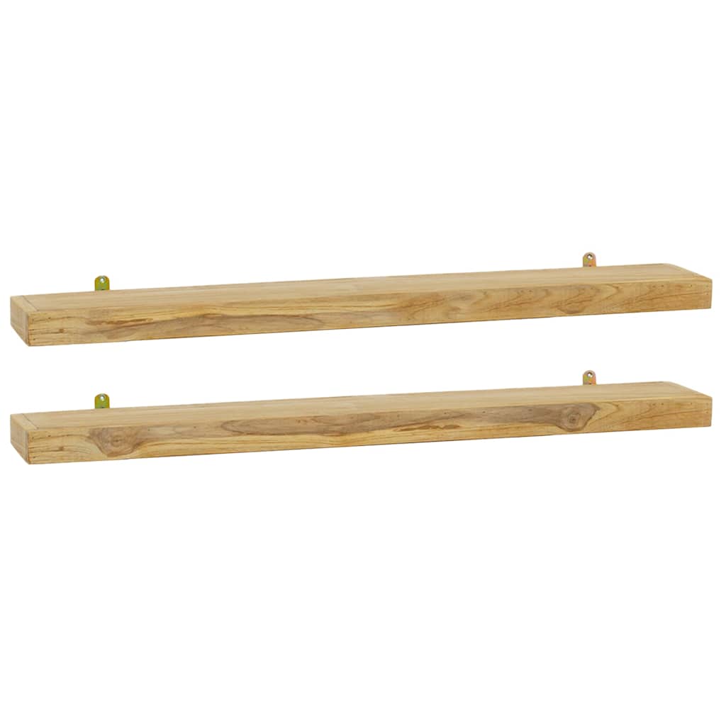 Ράφια Τοίχου 2 τεμ. 90 x 15 x 4 εκ. από Μασίφ Ξύλο Teak