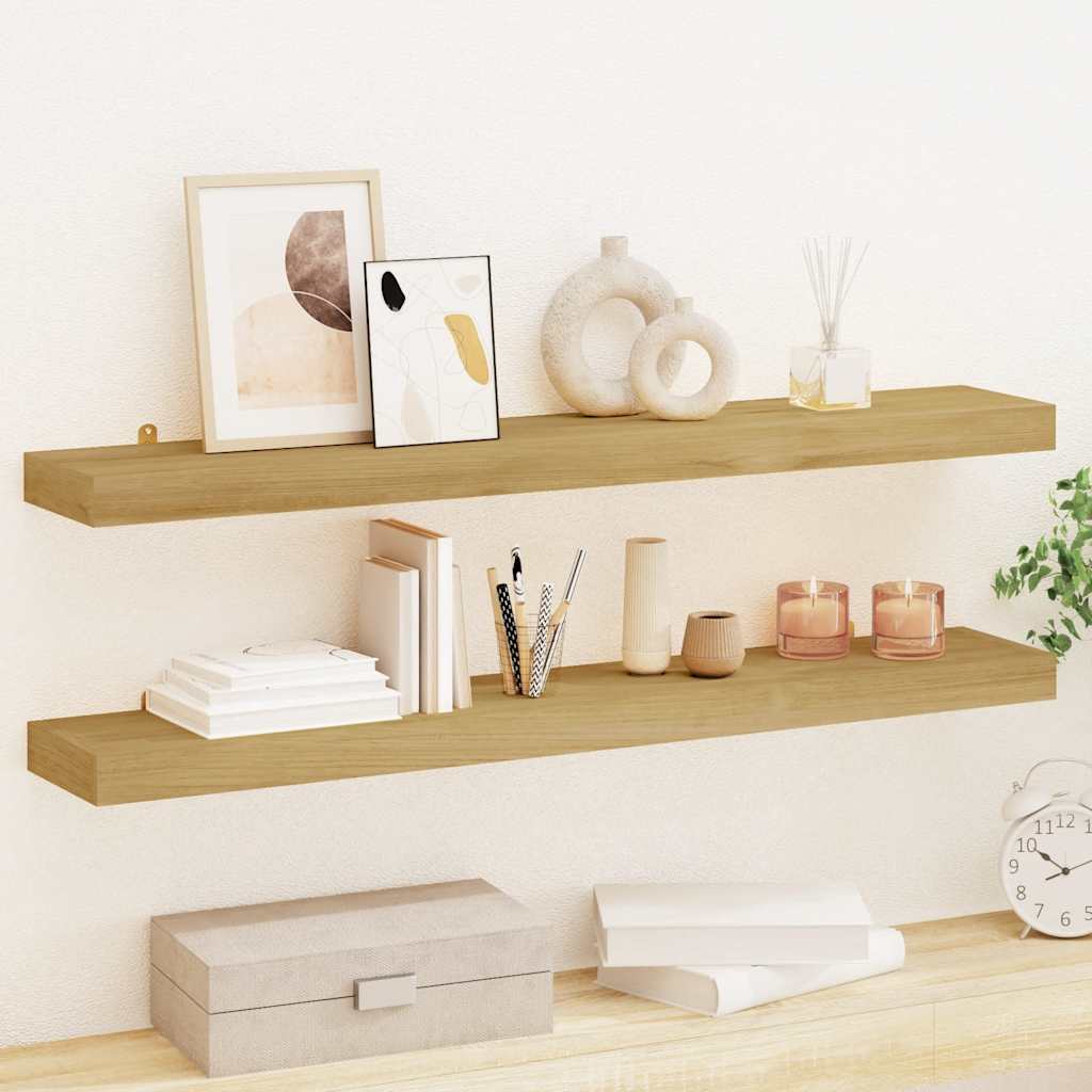 Ράφια Τοίχου 2 τεμ. 90 x 15 x 4 εκ. από Μασίφ Ξύλο Teak