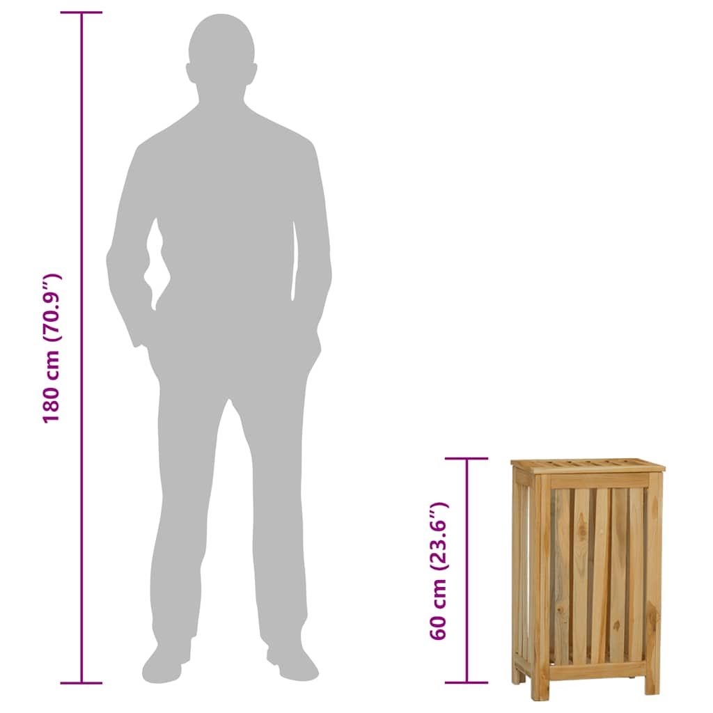 Καλάθι Άπλυτων 35 x 25 x 60 εκ. από Μασίφ Ξύλο Teak