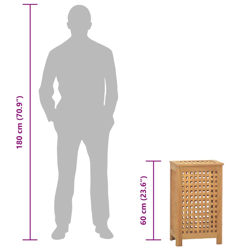 Καλάθι Άπλυτων 35 x 25 x 60 εκ. από Μασίφ Ξύλο Teak