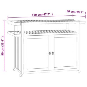 Κάβα Ποτών 120x50x90 εκ. από Μασίφ Ξύλο Teak