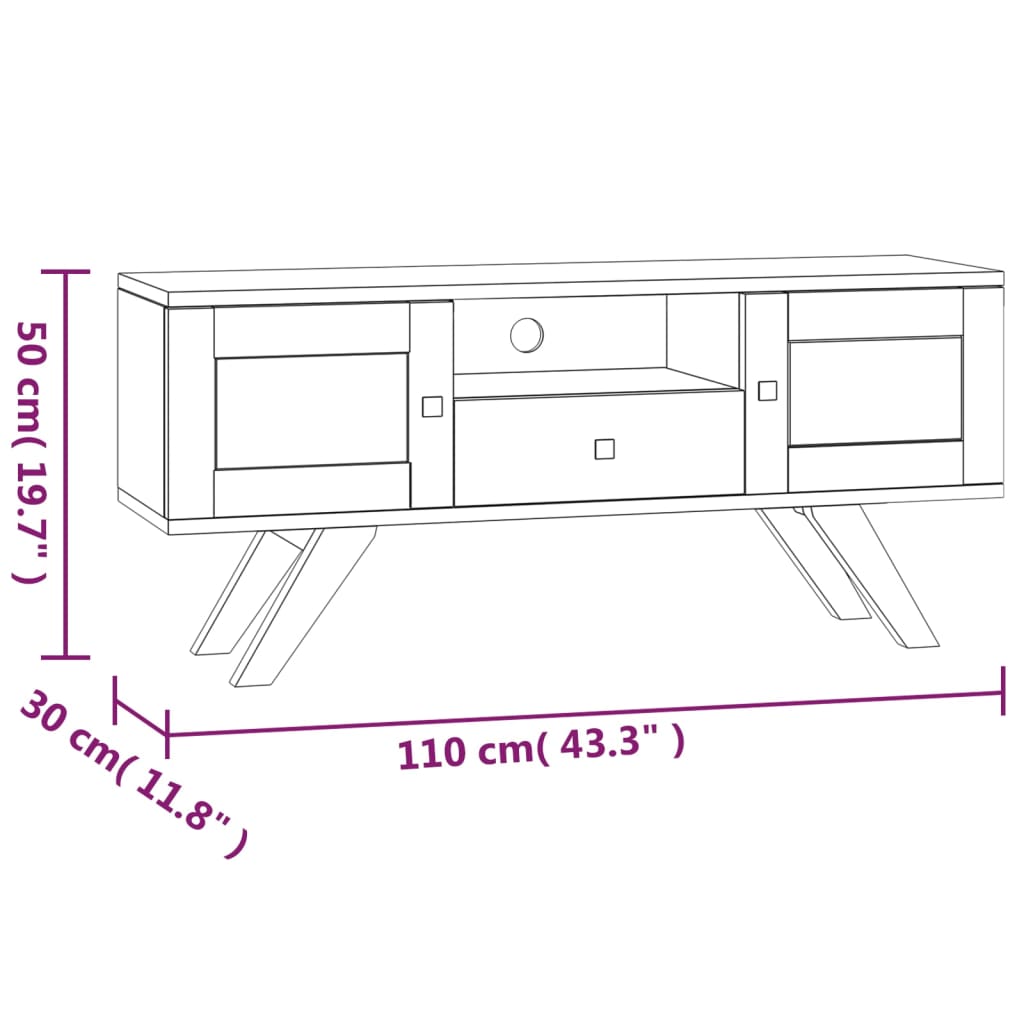 Έπιπλο Τηλεόρασης 110 x 30 x 50 εκ. από Μασίφ Ξύλο Teak - Pakobazaar