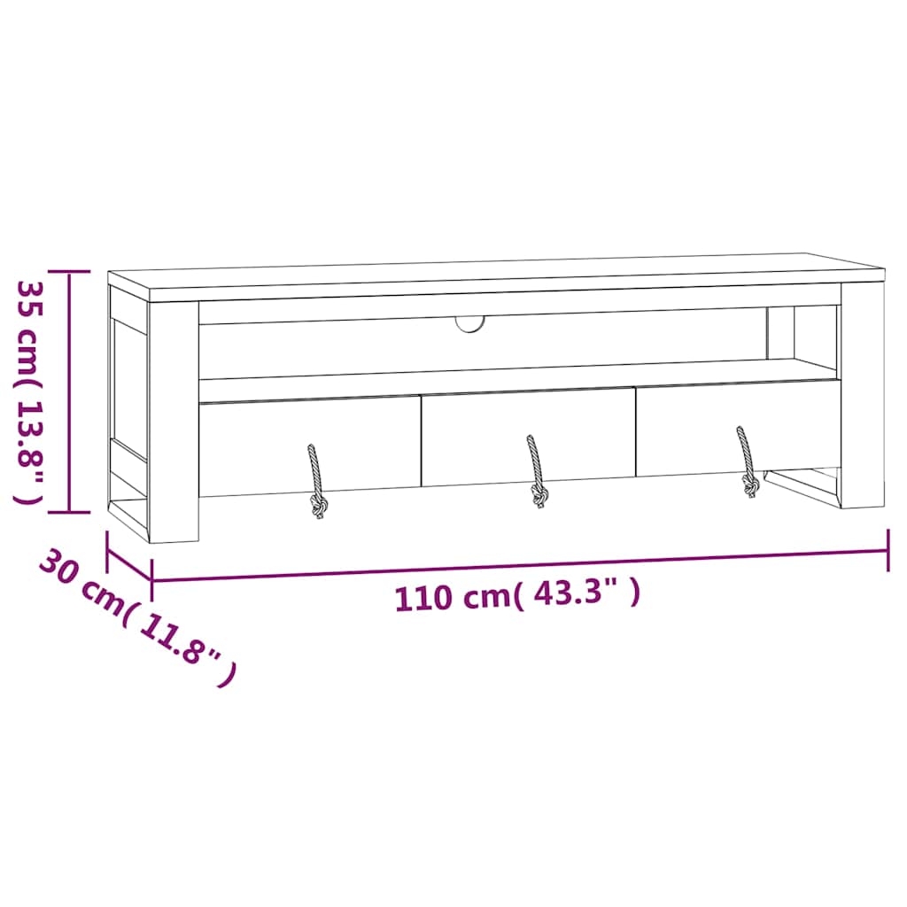 Έπιπλο Τηλεόρασης 110 x 30 x 35 εκ. από Μασίφ Ξύλο Teak