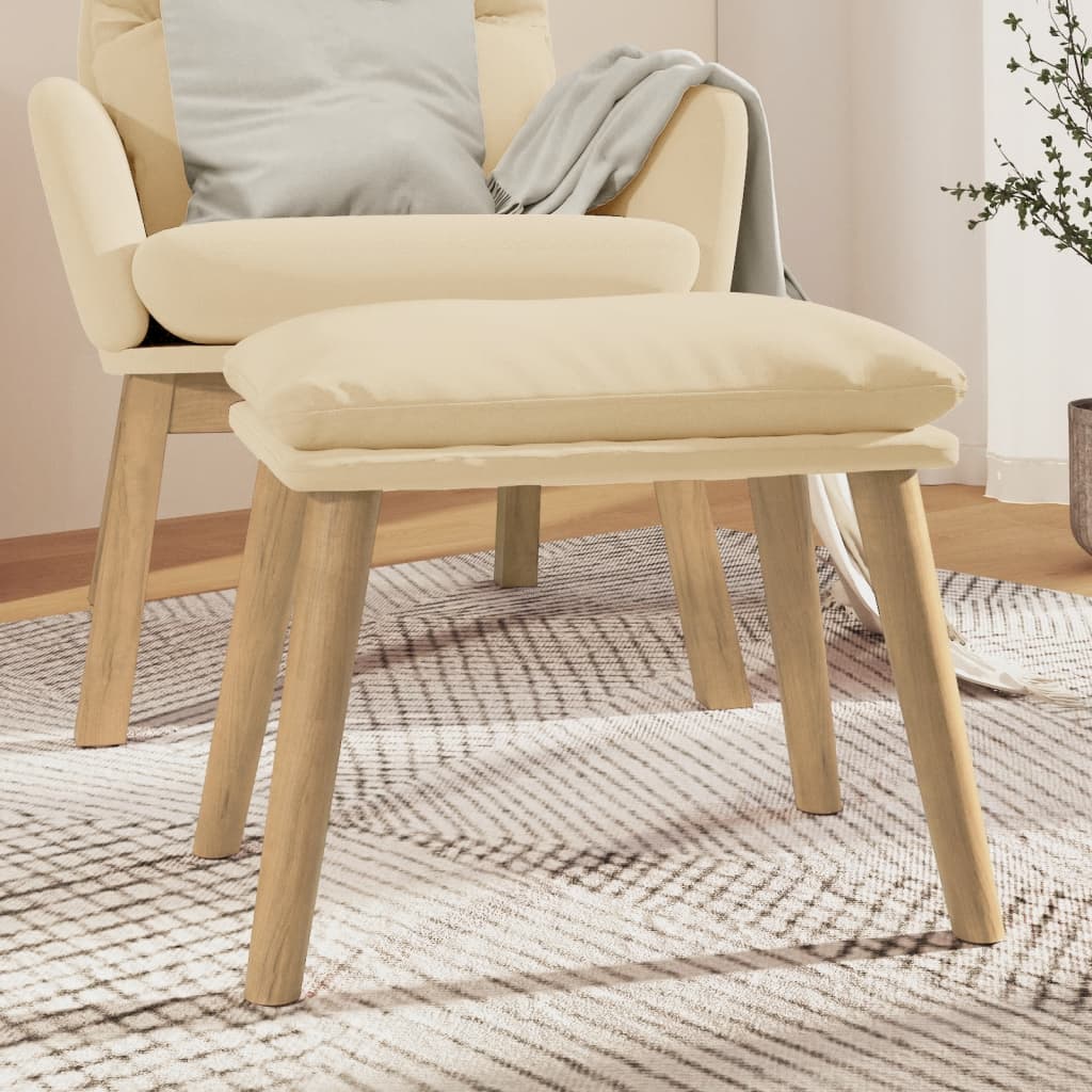 Υποπόδιο Κρεμ 45x29,5x35 εκ. Βελούδινο - Pakobazaar