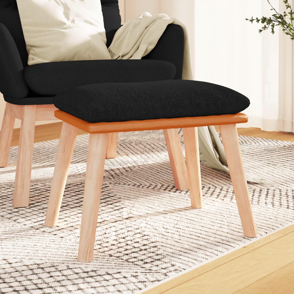 Υποπόδιο Μαύρο 45x29,5x35 εκ. Ύφασμα & Συνθετικό Δέρμα