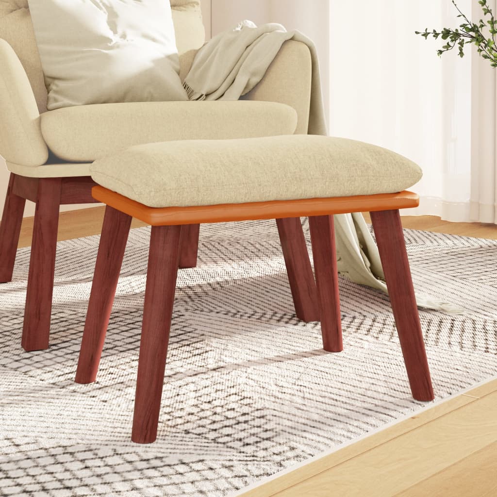 Υποπόδιο Κρεμ 45x29,5x35 εκ. Ύφασμα & Συνθετικό Δέρμα - Pakobazaar