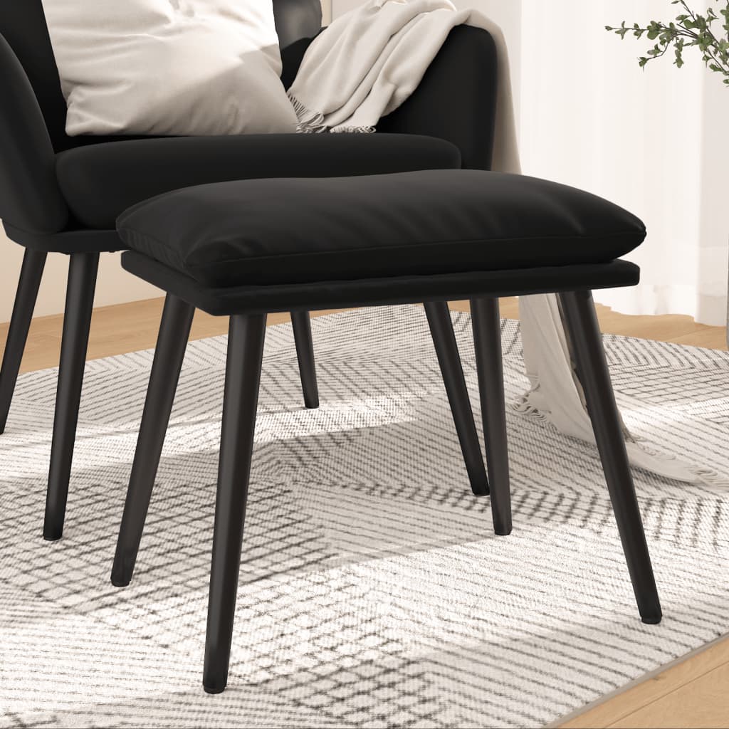 Υποπόδιο Μαύρο 45x29,5x35 εκ. Βελούδινο - Pakobazaar