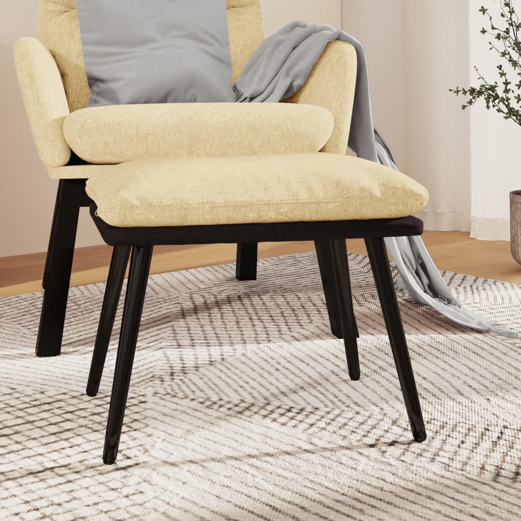 Υποπόδιο Κρεμ 45x29,5x35 εκ. Ύφασμα & Συνθετικό Δέρμα