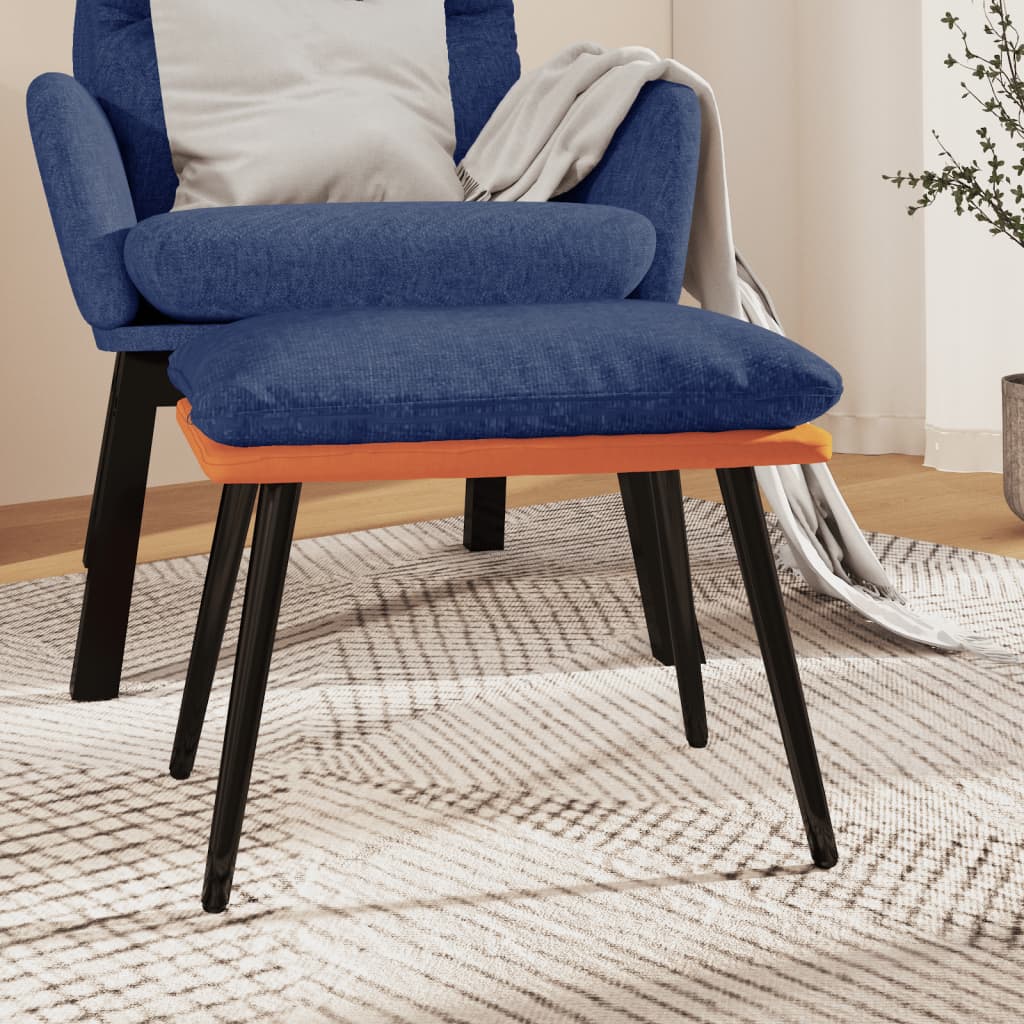 Υποπόδιο Μπλε&Πορτοκαλί 45x29,5x35 εκ. Ύφασμα & Συνθετικό Δέρμα