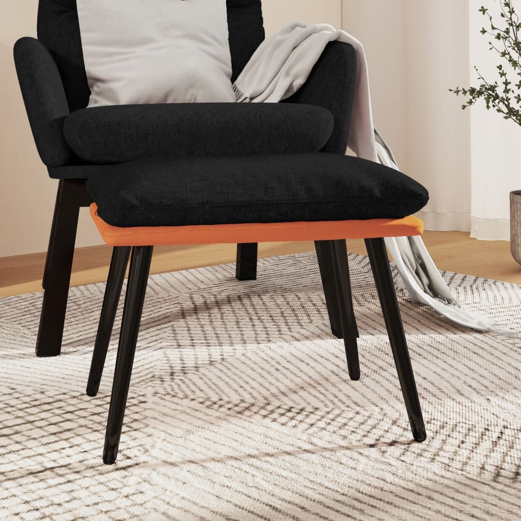 Υποπόδιο Μαύρο&Πορτοκαλί 45x29,5x35 εκ. Ύφασμα & Συνθ. Δέρμα