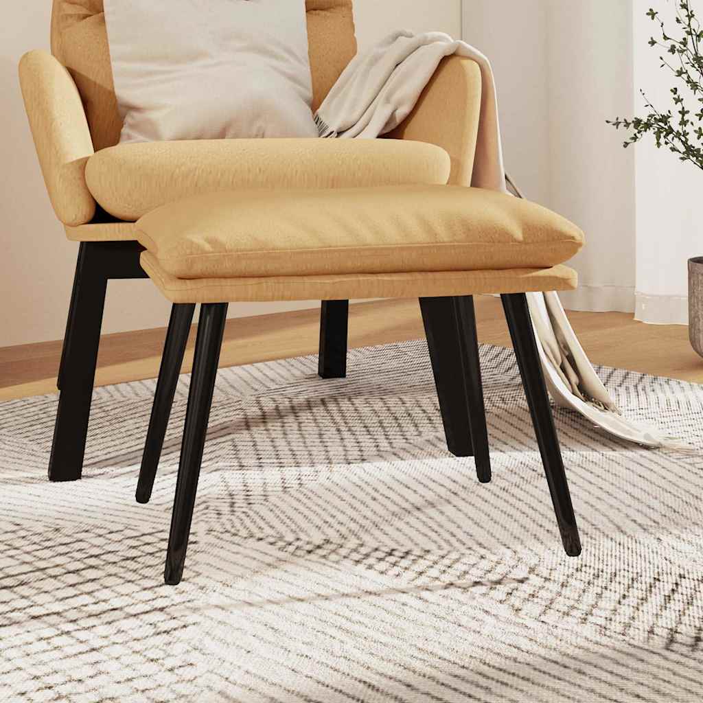 Υποπόδιο Κρεμ 45x30x35 εκ. από Ύφασμα Μικροϊνών