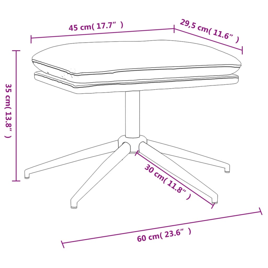 Υποπόδιο Μπορντό 60x60x35 εκ. Υφασμάτινο