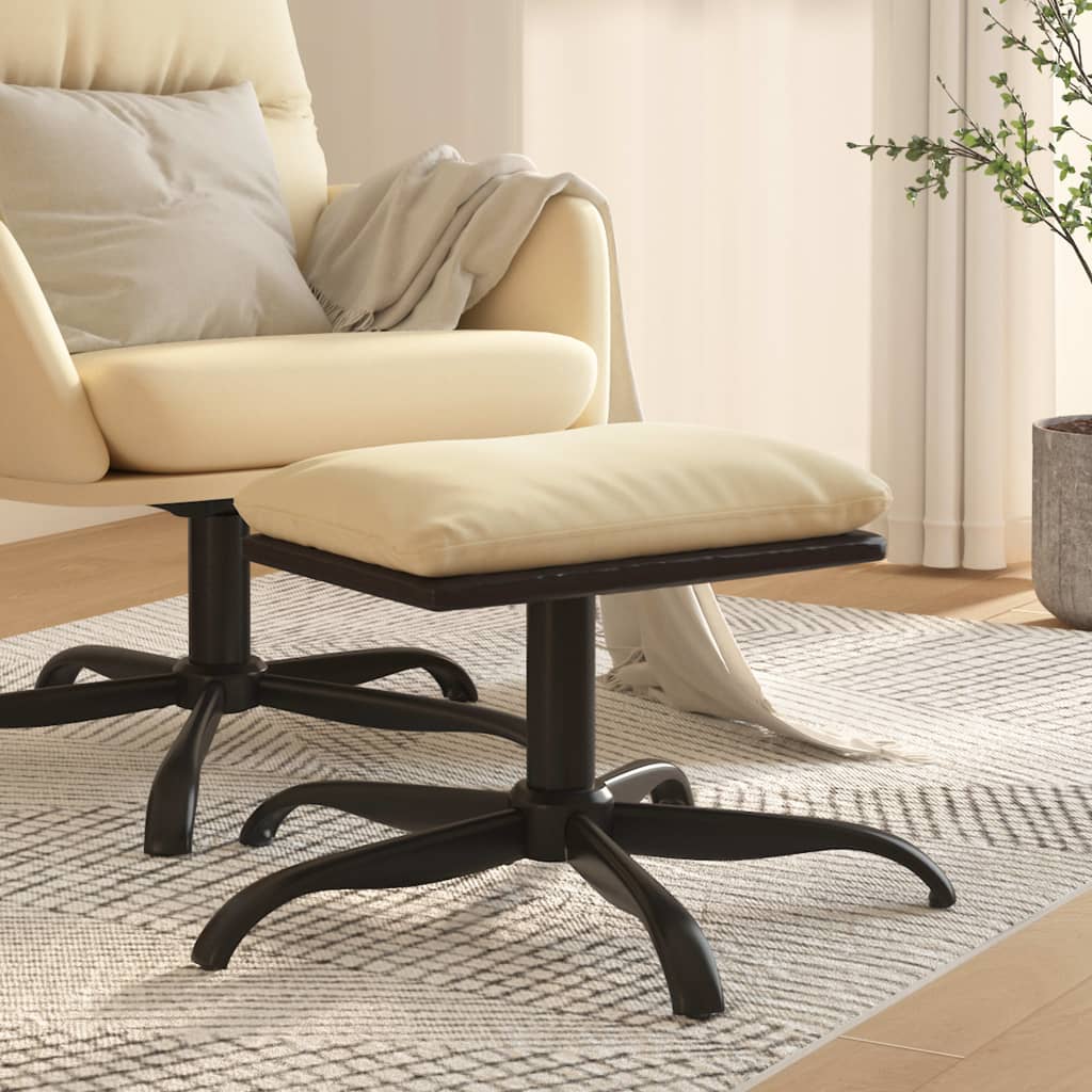Υποπόδιο Κρεμ 60x60x36 εκ. Ύφασμα & Συνθετικό Δέρμα