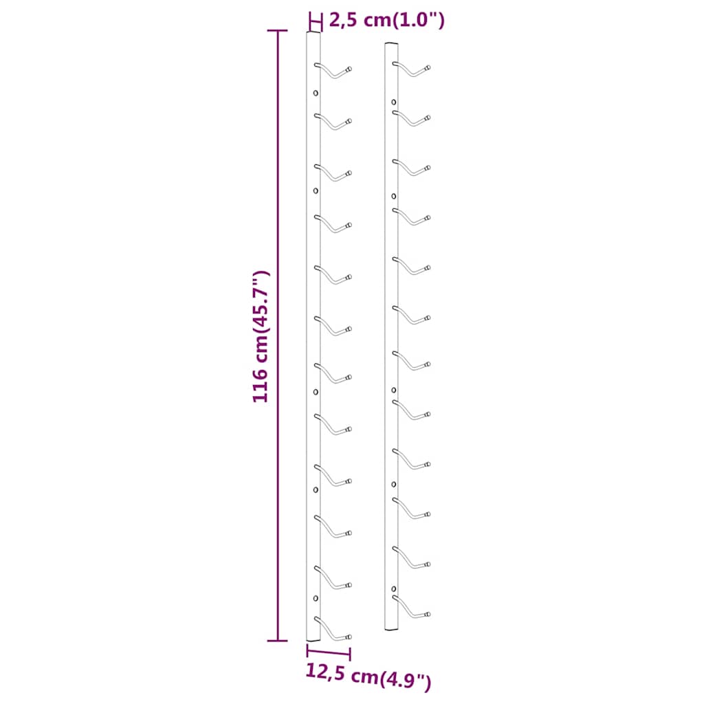 Ραφιέρα Κρασιών Τοίχου για 12 Φιάλες Λευκή Σιδερένια