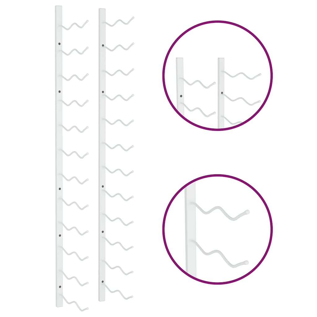 Ραφιέρες Κρασιών Τοίχου για 24 Φιάλες 2 τεμ. Λευκές Σιδερένιες