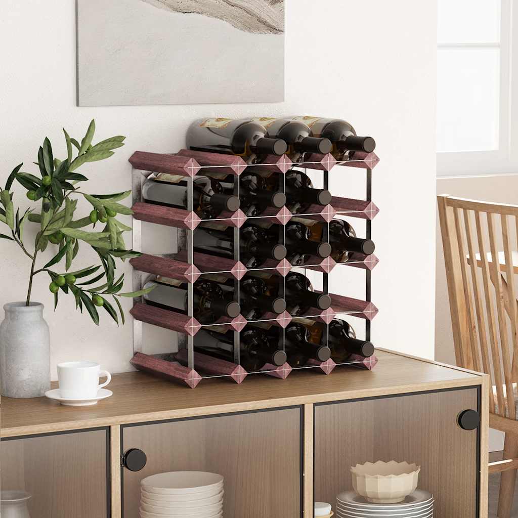 Ραφιέρα Κρασιών για 20 Μπουκάλια Καφέ από Μασίφ Ξύλο Πεύκου - Pakobazaar