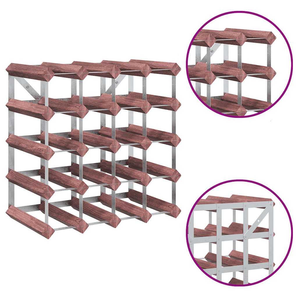 Ραφιέρα Κρασιών για 20 Μπουκάλια Καφέ από Μασίφ Ξύλο Πεύκου - Pakobazaar