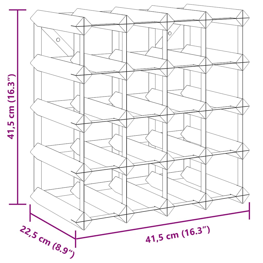Ραφιέρα Κρασιών για 20 Μπουκάλια Καφέ από Μασίφ Ξύλο Πεύκου - Pakobazaar