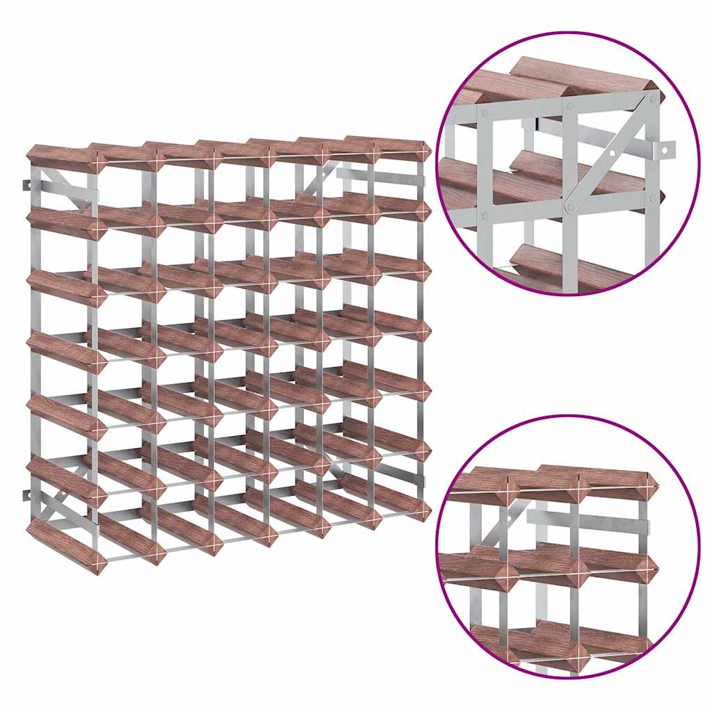 Ραφιέρα Κρασιών για 42 Μπουκάλια Καφέ από Μασίφ Ξύλο Πεύκου