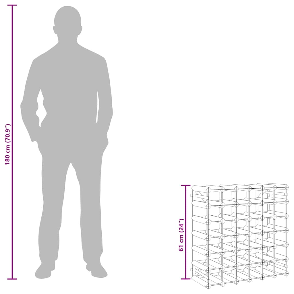 Ραφιέρα Κρασιών για 42 Μπουκάλια Καφέ από Μασίφ Ξύλο Πεύκου