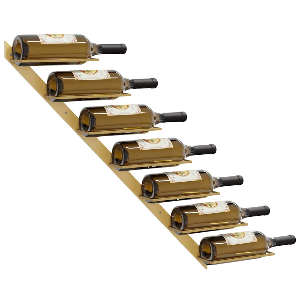 Ραφιέρες Κρασιών Τοίχου για 7 Φιάλες 2 τεμ. Χρυσές Μεταλλικές