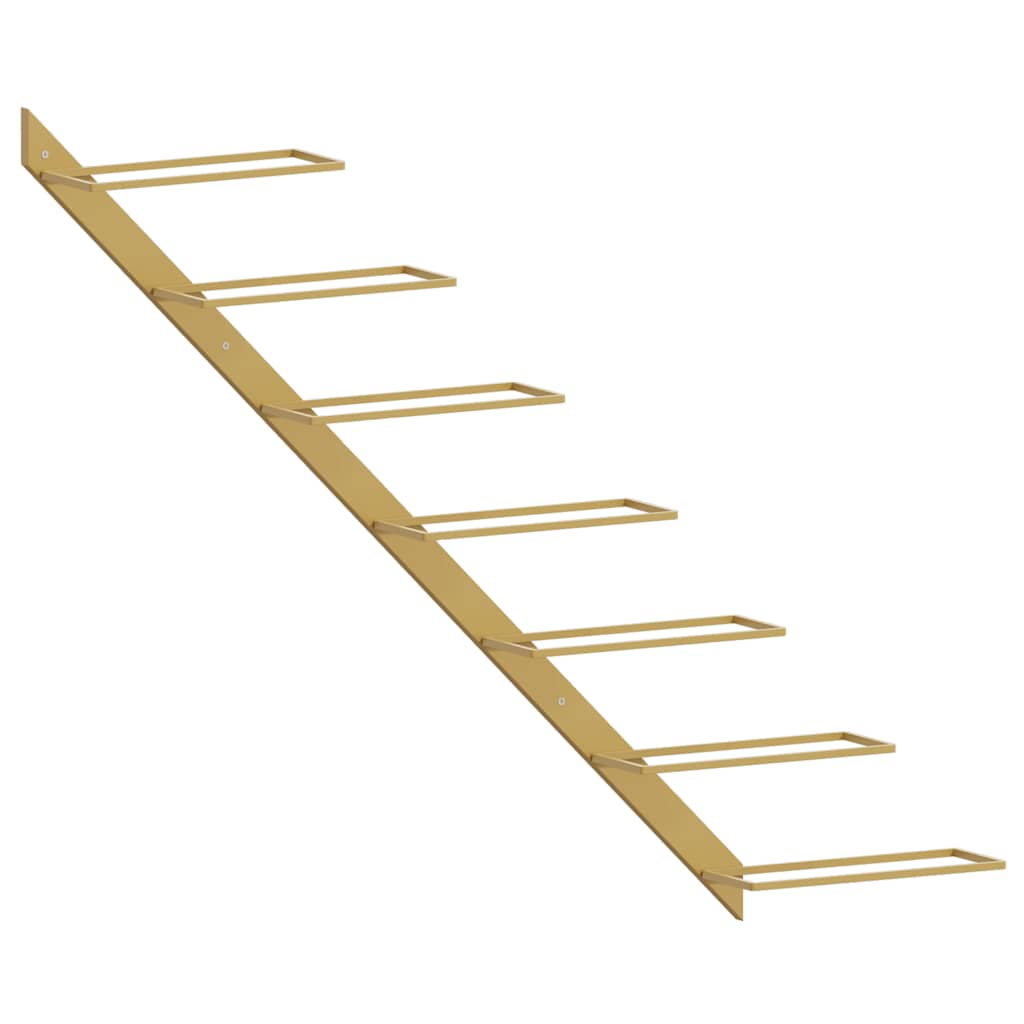 Ραφιέρες Κρασιών Τοίχου για 7 Φιάλες 2 τεμ. Χρυσές Μεταλλικές