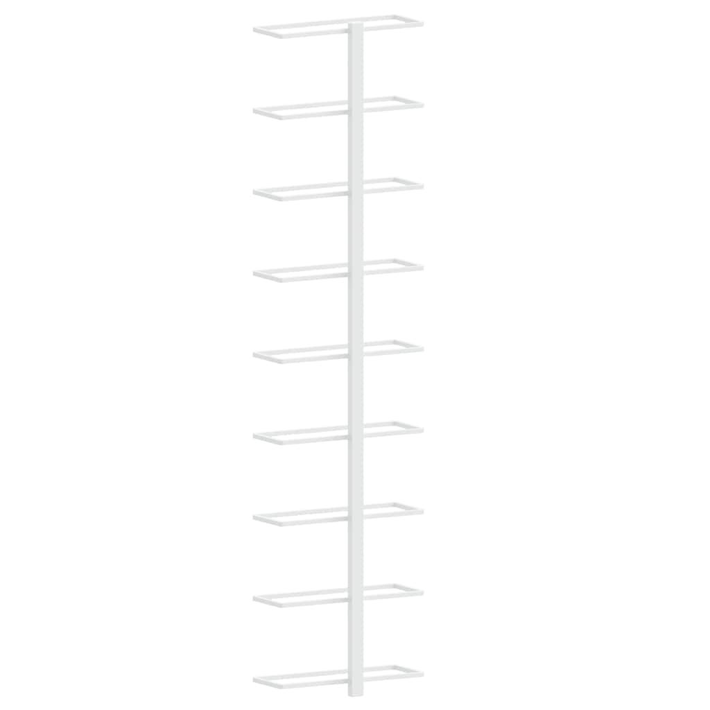 Επιτοίχια Ραφιέρα Κρασιών για 9 Φιάλες Λευκή Σιδερένια