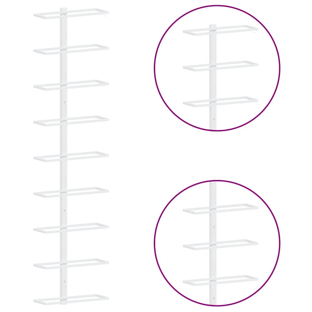 Επιτοίχια Ραφιέρα Κρασιών για 9 Φιάλες Λευκή Σιδερένια