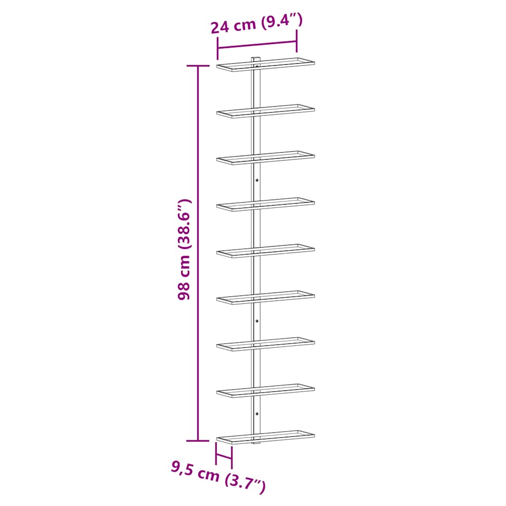 Ραφιέρες Κρασιών Τοίχου για 9 Φιάλες 2 τεμ. Χρυσές Σιδερένιες