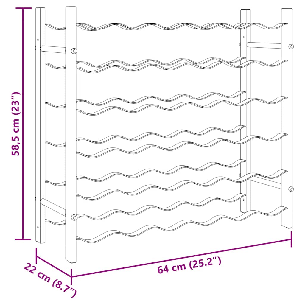 Ραφιέρα Κρασιών για 36 Φιάλες Χρυσή Μεταλλική