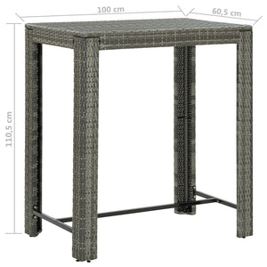 Σετ Επίπλων Μπαρ Κήπου 5 τεμ. Γκρι Συνθετικό Ρατάν με Μαξιλάρια - PAKOBAZAAR